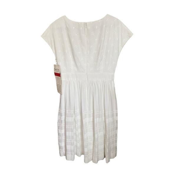 Esprit White Embroidered Cotton Midi Dress US 8 NWT $139 - Picture 3 of 8